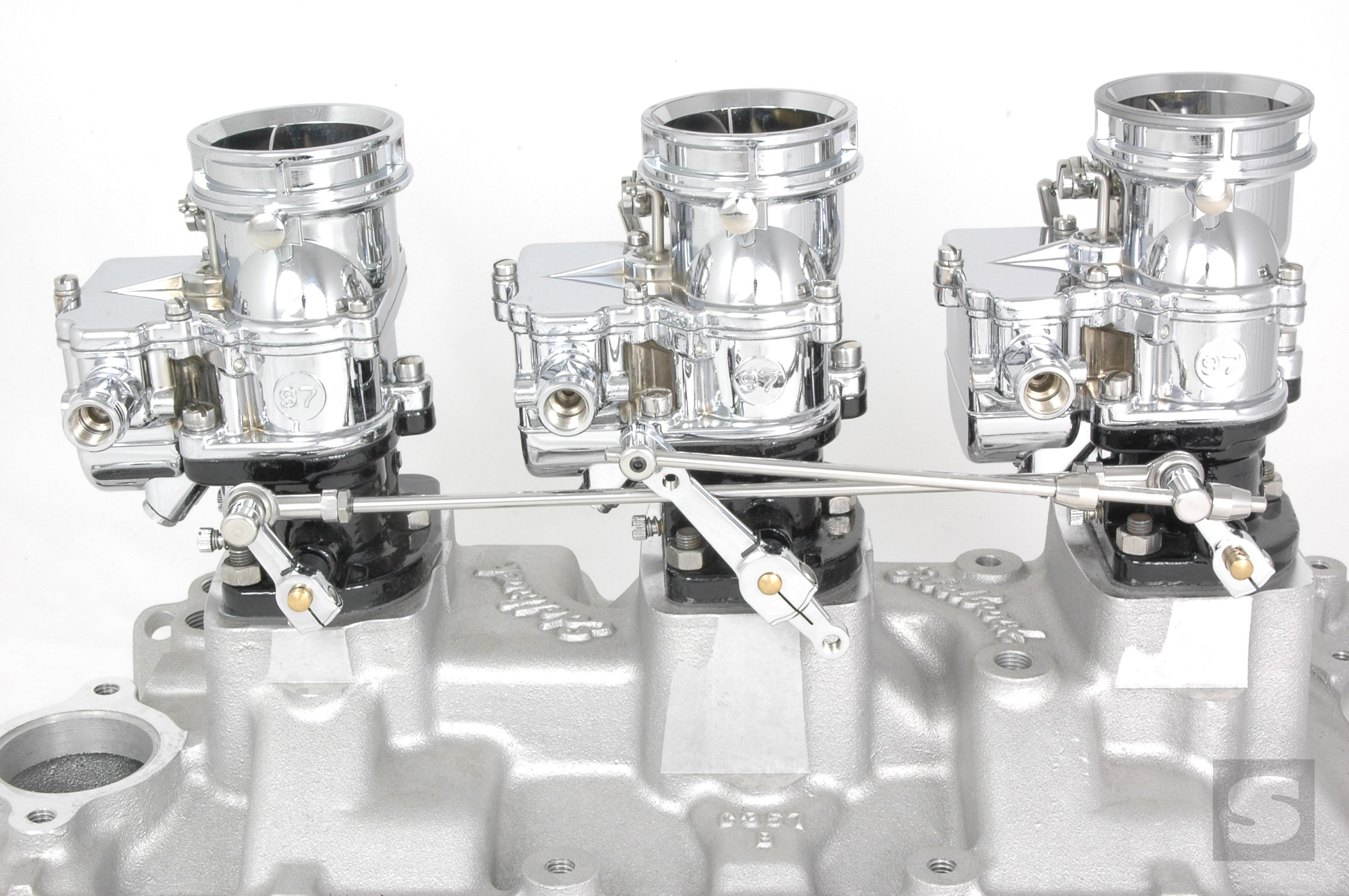 TwoStep Progressive Linkage with Kickdown 3x2. <br>Chrome. 5-3/16in spacing